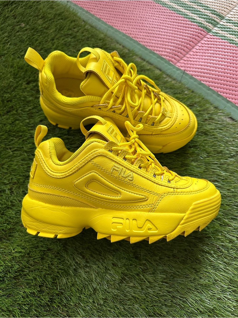 Retro Fila Women's Chunky Yellow Platform Sneakers 90s vibes